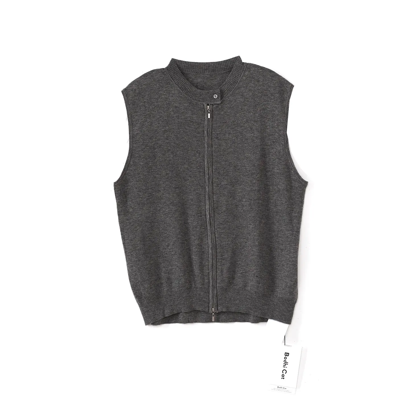 

Вязаный жилет Bodhl из мягкой шерсти для женщин, приятный к телу, с круглым вырезом, двусторонней молнией, осенне-зимняя новинка