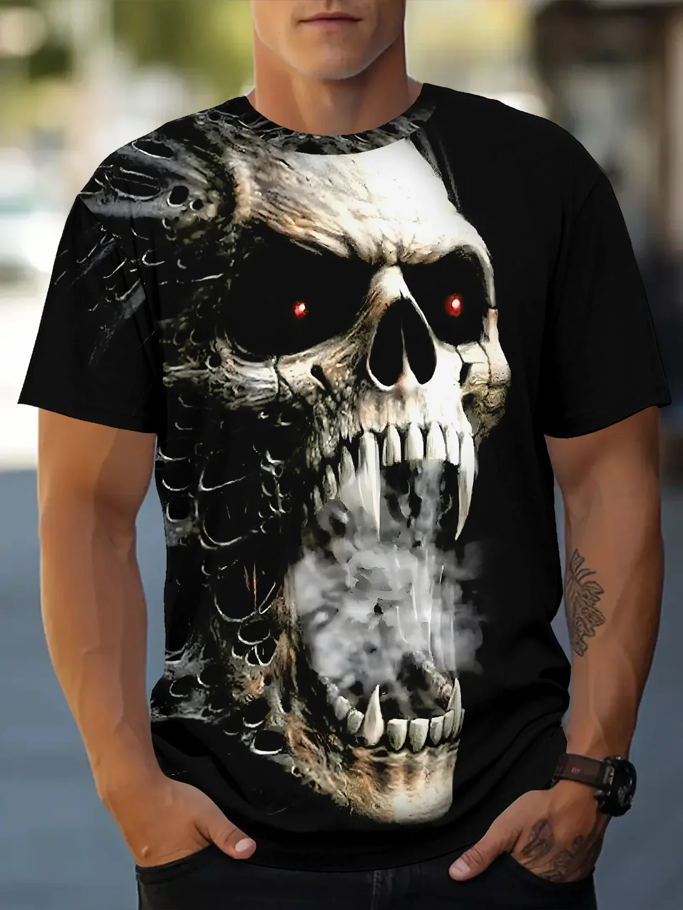 

Vintage Horror Skull 3D Print Men's T-shirt Summer Classic Casual O Neck Short Sleeve Fashion Loose Oversized Tops Tee Shirt Men