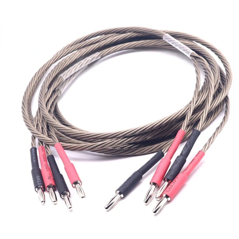 2.5m  XSSH Audio HIFI 99.9% Oxygen Free Copper Silver plated high quality Audio Speaker Wire cable with 4 pairs banana plug