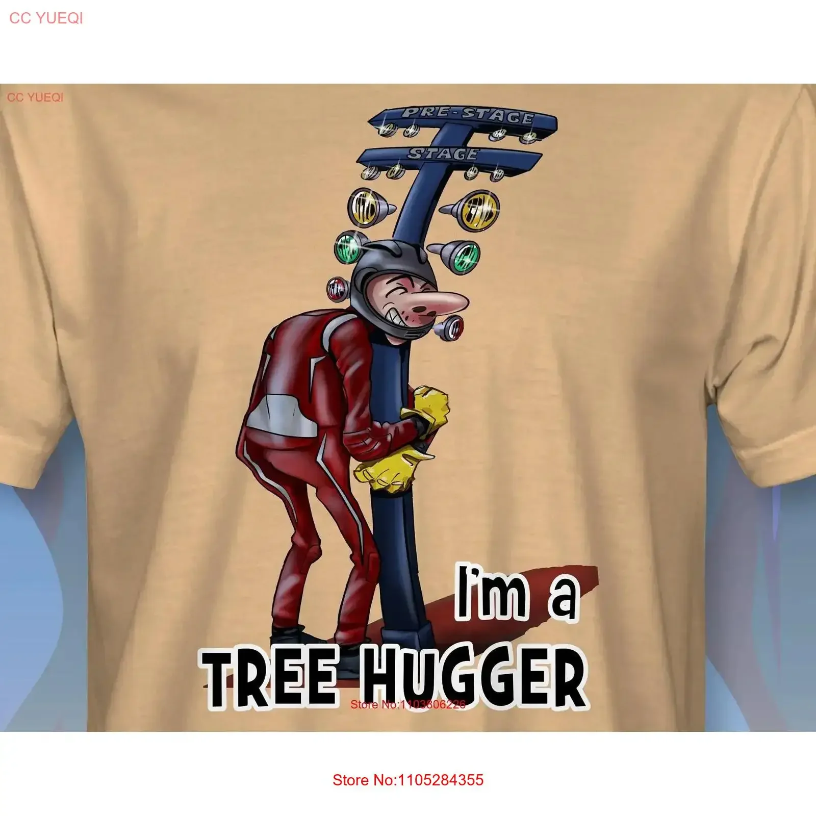 Funny Drag Racing Christmas Tree Hugger T Shirt RM0350 vintage Washed homme Comfortable designer clothes Versatile graphic