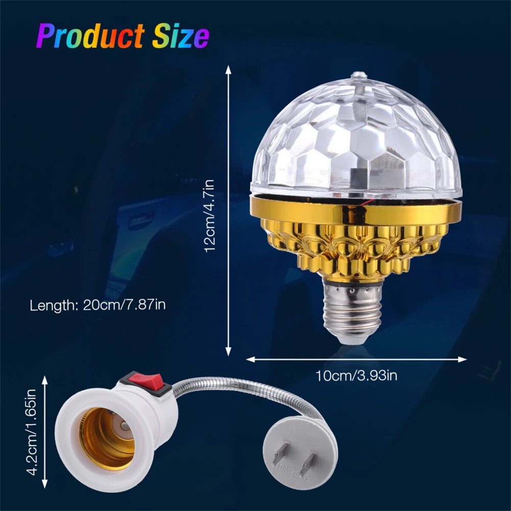 Colorful Magic Ball Lamps With Holder 360 Degrees Automatic Rotating Light Bulb For House  Party