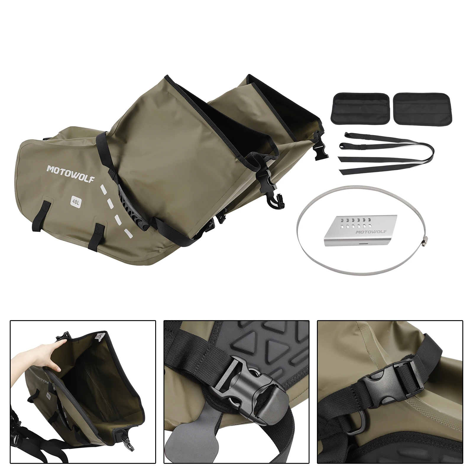 

Topteng Universal Saddlebag Side Storage Tail Bag Pu Luggage 86L Green For Motorcycle