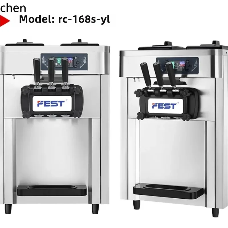 D28  ice cream commercial automatic ice cream cone machine sundae desktop three-head soft ice cream machine