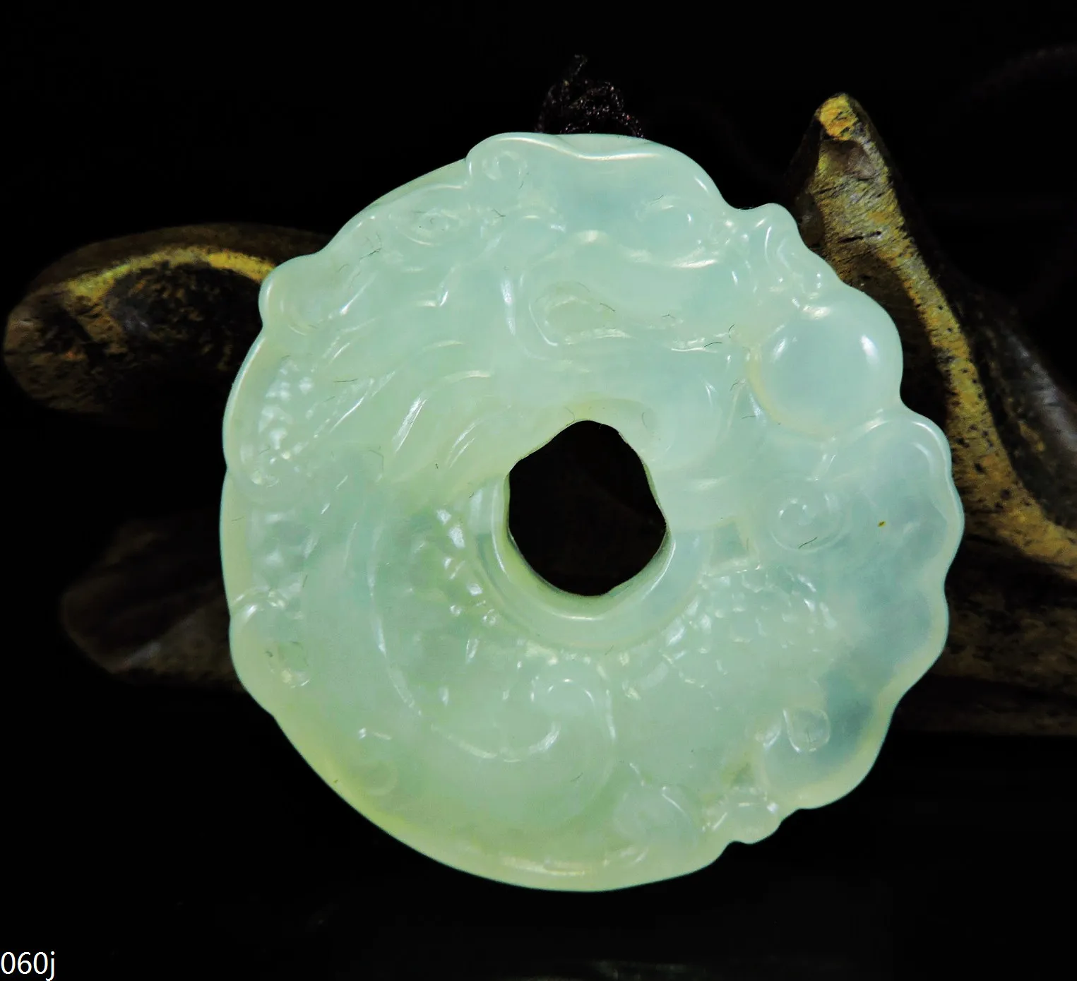 Natural Esculpido à mão Dragão Coin Pingente, Jade Jóias, Colar Jadeite, Presente, nenhum tratamento, 060j