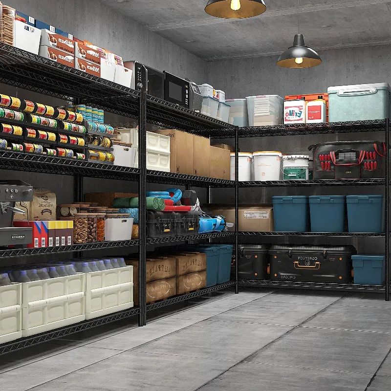 4-Tier Heavy Duty Shelving with Wheels, 2480LBS Storage Shelf Rack