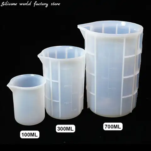 실리콘 세계 100/300/700ML 규모와 실리콘 측정 컵 DIY 쥬얼리 만들기 도구 베이킹 도구 수지 혼합 측정 컵