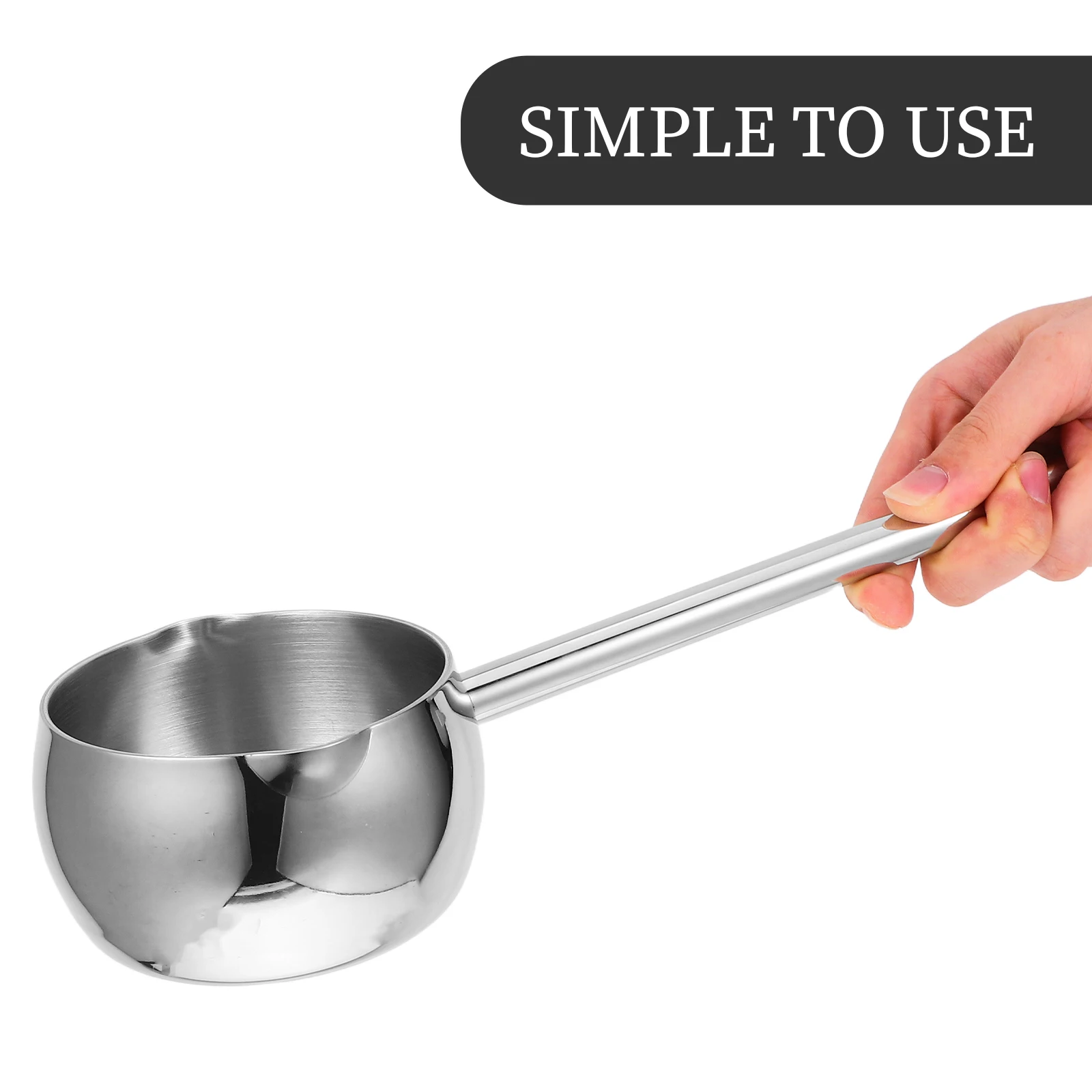 

Splashing Spoon Hot Butter Melting Pot Manual Stainless Steel Saucepan for Seafood Kitchen Small Ladle Ergonomic Handle