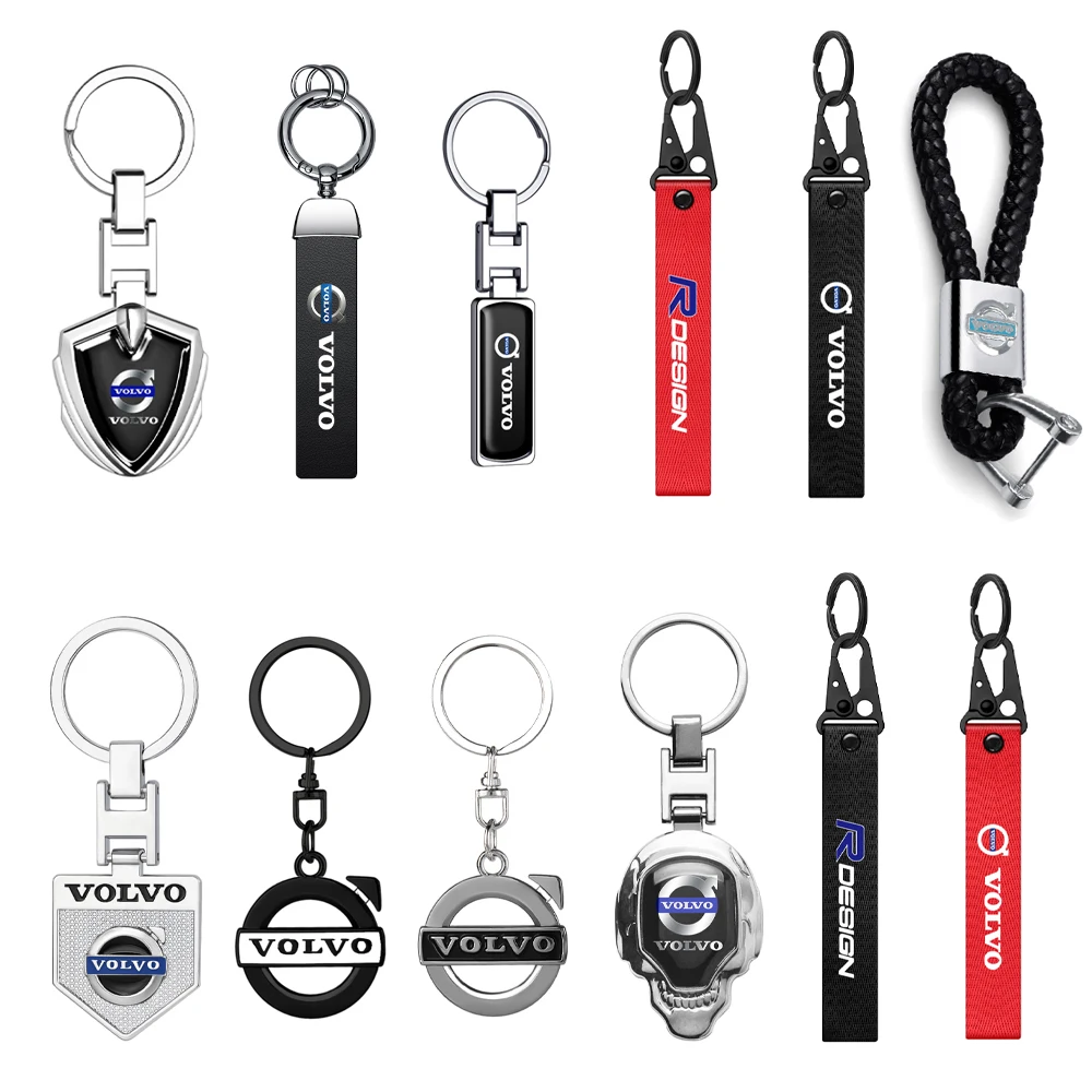 For Volvo Key Chain V90 V60 V40 XC90 C30 XC60 S80 S60 XC40 Rdesign Car Styling Metal Key Ring Key Holder Braided Rope Key Case