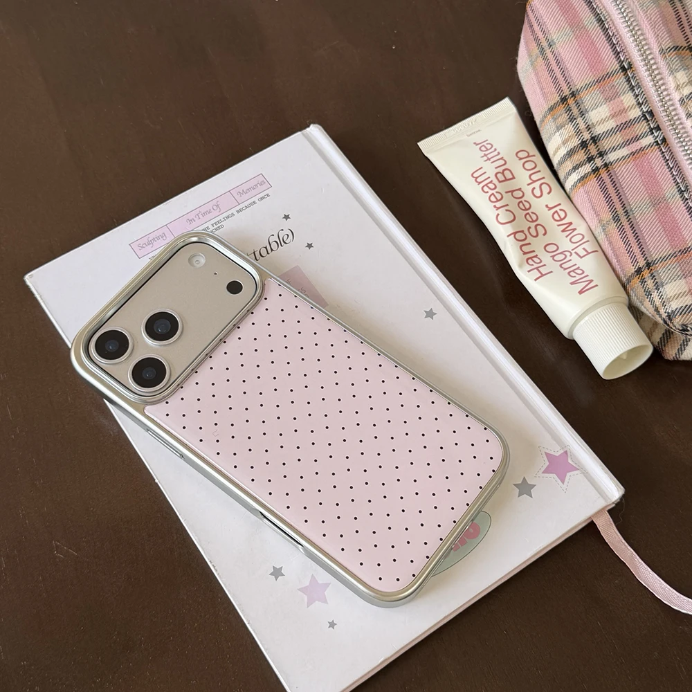 Koreanische INS Polka-Dot-Muster, galvanisierte Silber-Handyhülle für iPhone 17 Promax 18 13 14 15 16 Pro Max, stoßfeste Schutzhülle Funda – Detail 12