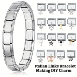 Love Heart Cross Butterfly Italian Links Charms Stainless Steel 9mm Bracelet Bead Charm DIY Jewelry Making Trendy Gift
