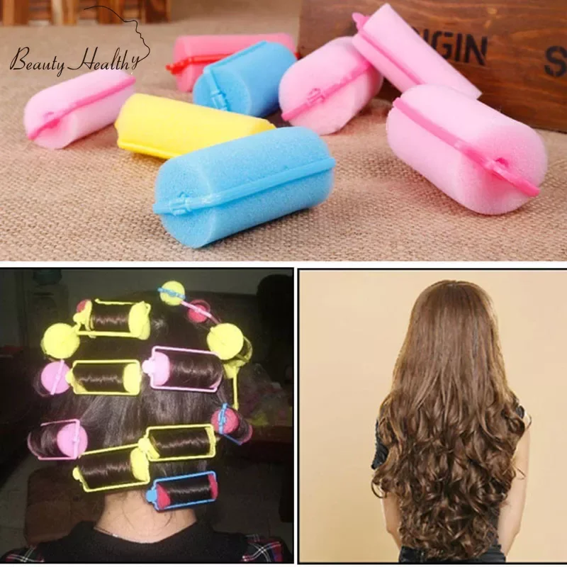 12Pcs Buckle Soft Sponge Foam Hair Curler Roller Easy Curling Styling Salon Barber Hairdressing Hairstyling Twist Tools Kit