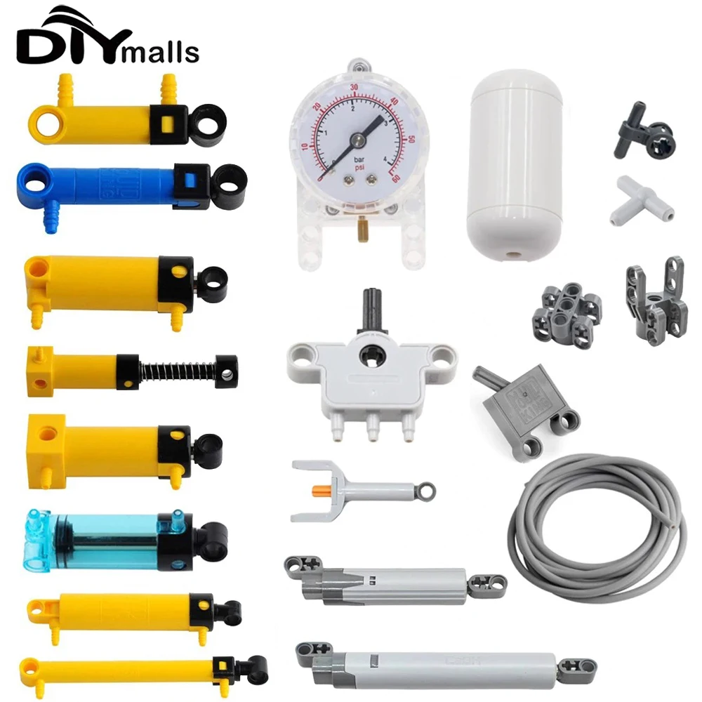 MOC Bricks Technical Parts Pneumatic Pump Small V2 with Reinforced Cylinder 47225 19478 4697 Legoeds-Compatible Building Block