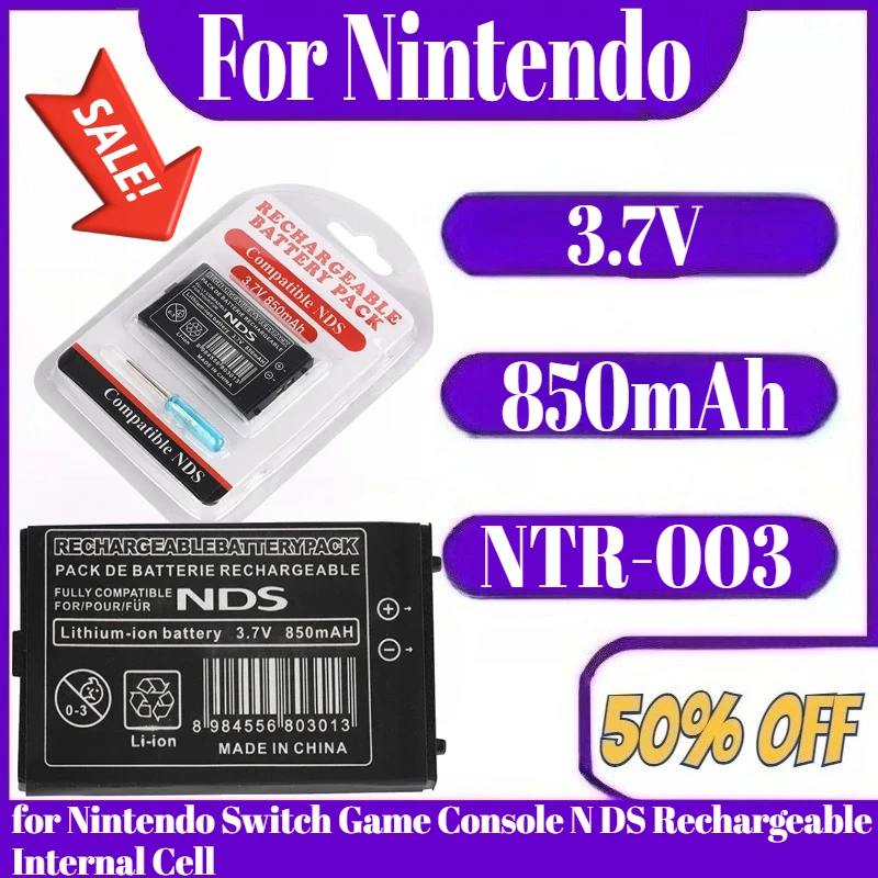850mAh NTR-003 NDS تبديل البطارية 3.7 فولت بطاريات ليثيوم لنينتندو سويتش لعبة وحدة التحكم N DS خلية داخلية قابلة للشحن