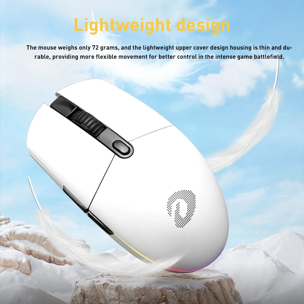 DAREU Dual-mode 2.4G Wireless Wired Mouse Optical Sensor 8000 DPI RGB Light 6 Programmable Buttons Rechargeable for PC Laptop