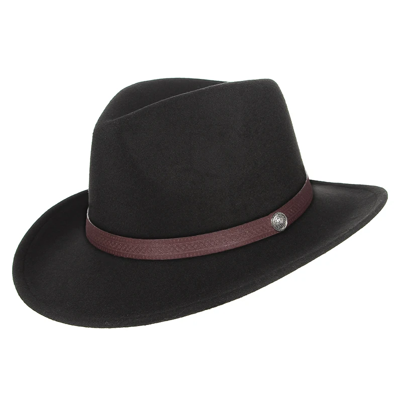 GEMVIE Cappello da cowboy occidentale Donna Uomo Tesa larga Fedora Lady Sombrero Hombre Cowgirl Jazz Cappellini da sole Taglia 57CM