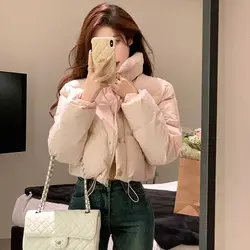 High Waist Cotton Jacket Women's Winter Fashion Sweet Style Thickened Long Sleeve Short Coat Stand Collar Bread Slimming Effect