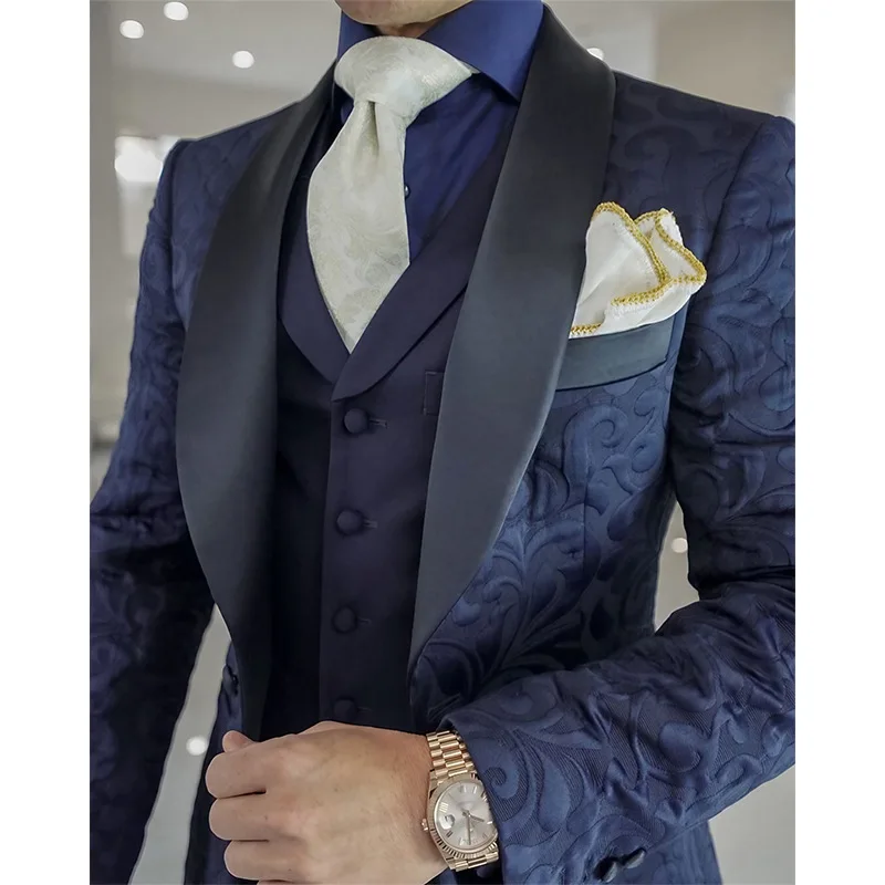 Classic Jacquard Men's Suit Wedding Men Suits Comfort 3-Pieces Party Tailor-Made Groom Groomsman Formal Occasions Customized