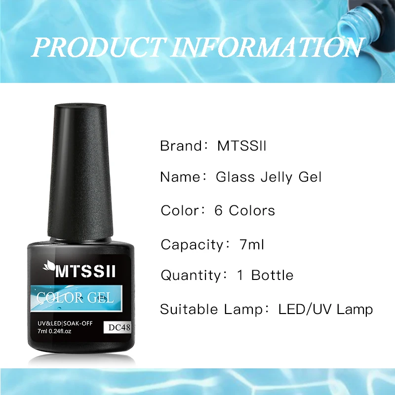 Mtssii Jelly Sea Glass Nail Gel Polish, Transparent Summer Nude, Milky Pink, Semi-Continu Soak Off Nail Art, Manucure Varjuvenance