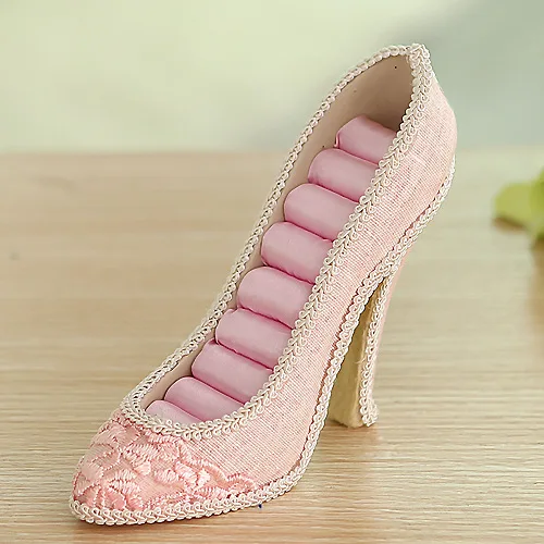 is superior custom linen lace powder high heels ring receive jewelry display shelf