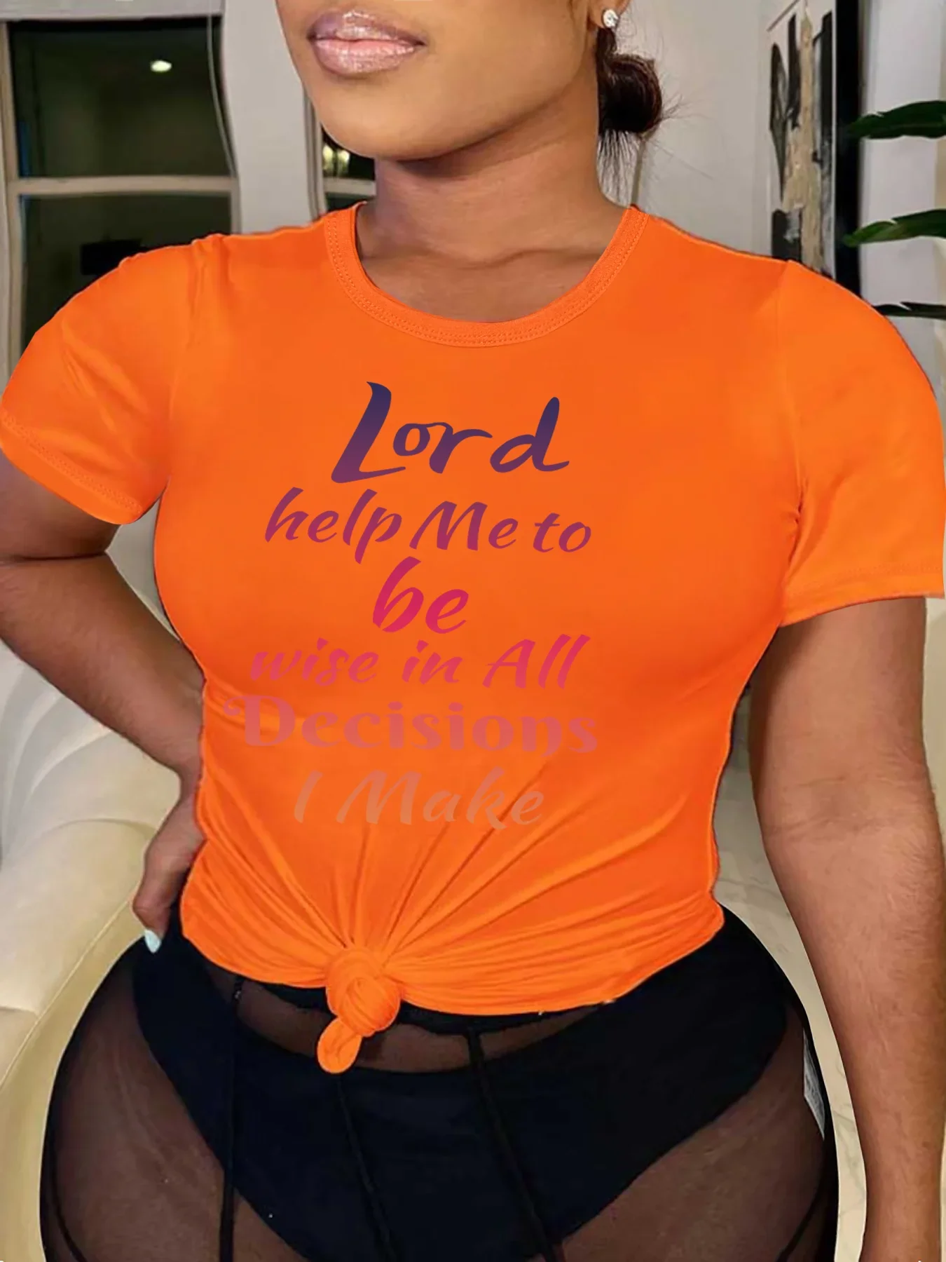 T-Shirt à Manches Courtes et Col Rond pour Femme Haut Décontracté à la Mode, avec Texte Graphique Imprimé et Lettres, Grande Taille, Été