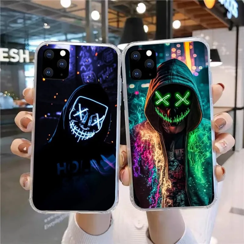 Hacker X Face Smart Phone Case for Huawei P50 P40 P30 Pro Mate 40 30 Pro Nova 8 8i Y7P Honor Clear Phone Cover Funda