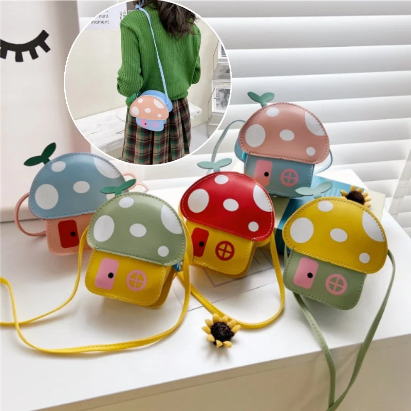 

Сумка через плечо в форме гриба для девочек, милый мини-кошелек с героями мультфильмов, модная детская сумка на плечо в корейском стиле, очаровательный аксессуар