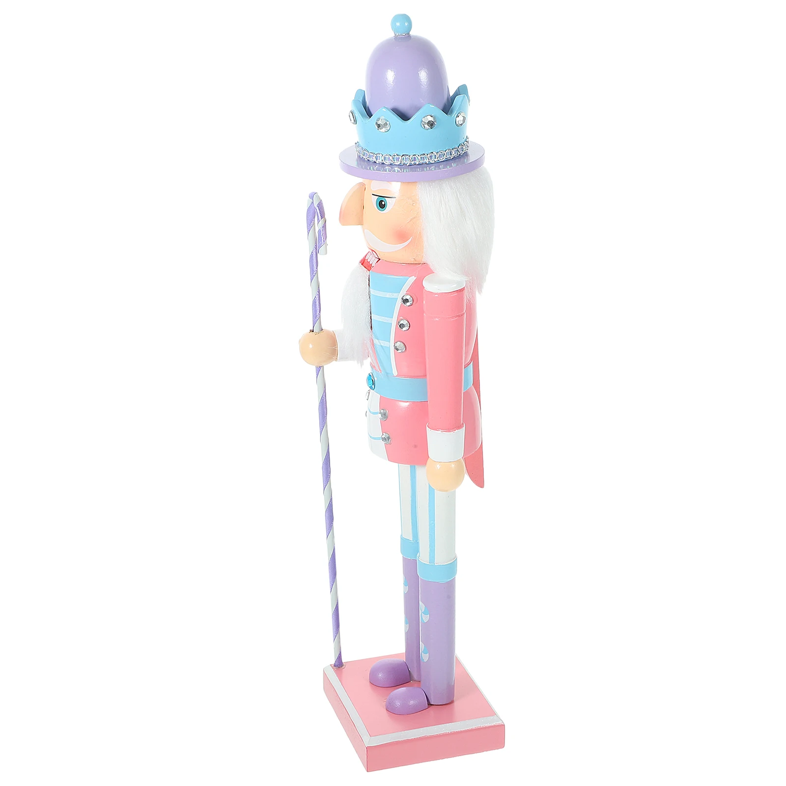 Pink 38CM Christmas Nutcracker Ornament Wooden Puppet Decor Xmas Candy Style Desktop Figure Gift Idea Valentine Holiday