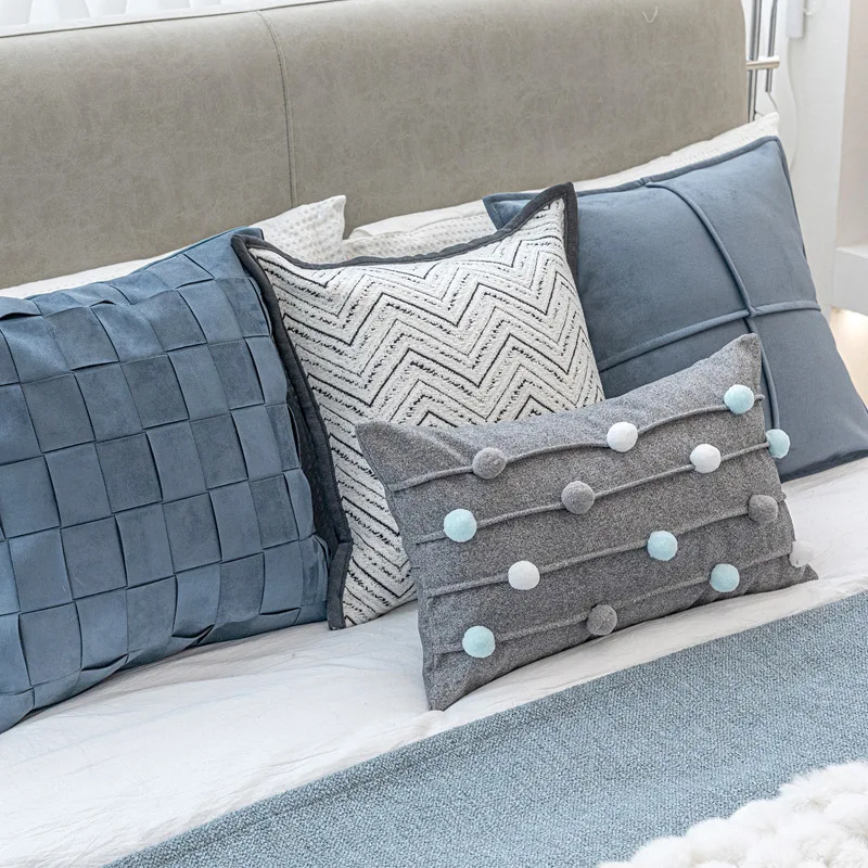 30x50/45X45CM BlueThrow Pillow Cover Modern Light Luxury Stamping Waist Cushion Cover Decor Home Decorative Pillowcase