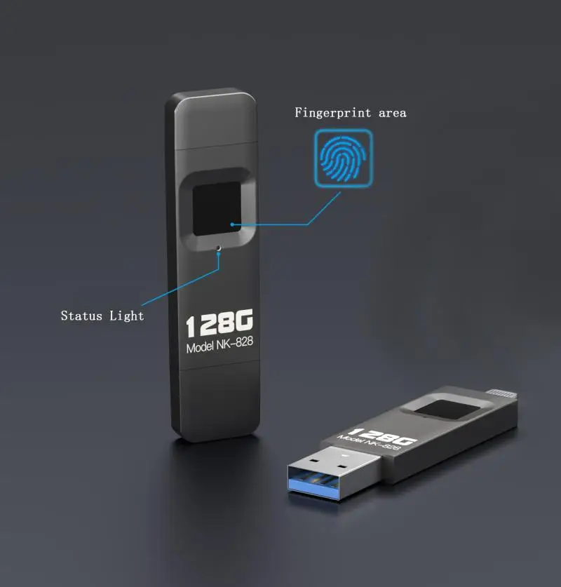 Imagem -02 - Impressão Digital Criptografada Usb Flash Drive 64 128 256 512g de Alta Velocidade de Transferência de Metal Flash Fingerprint U-disk para Iphoneipadpc