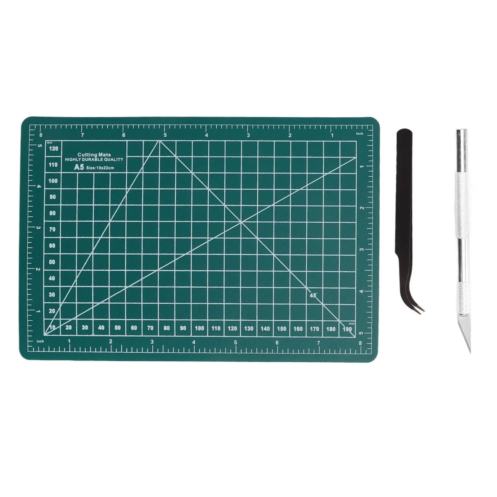 Self-Healing A5 Cutting Mat with High Sharpness Tweezers & Knife - Waterproof & Durable Sewing Tool for wood Crafts