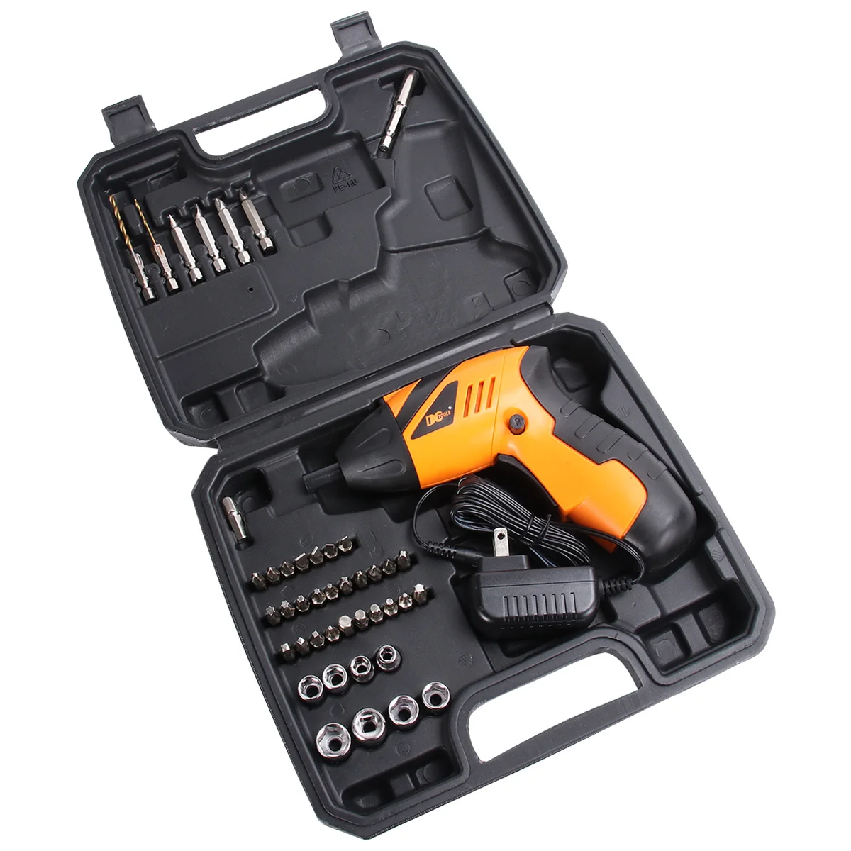 

Electric Rechargeable Screwdriver Drill Set Mini Handheld Multi-Function Storage Box Includes Drill Screw Bits Us Plug