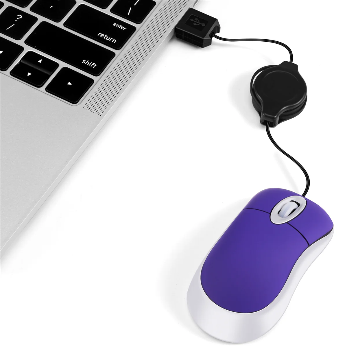 A06M-Mini USB Wired Mouse Retractable Tiny Small Mouse 1600 DPI Optical Compact Travel Mice for 98 2000 XP Vista Version