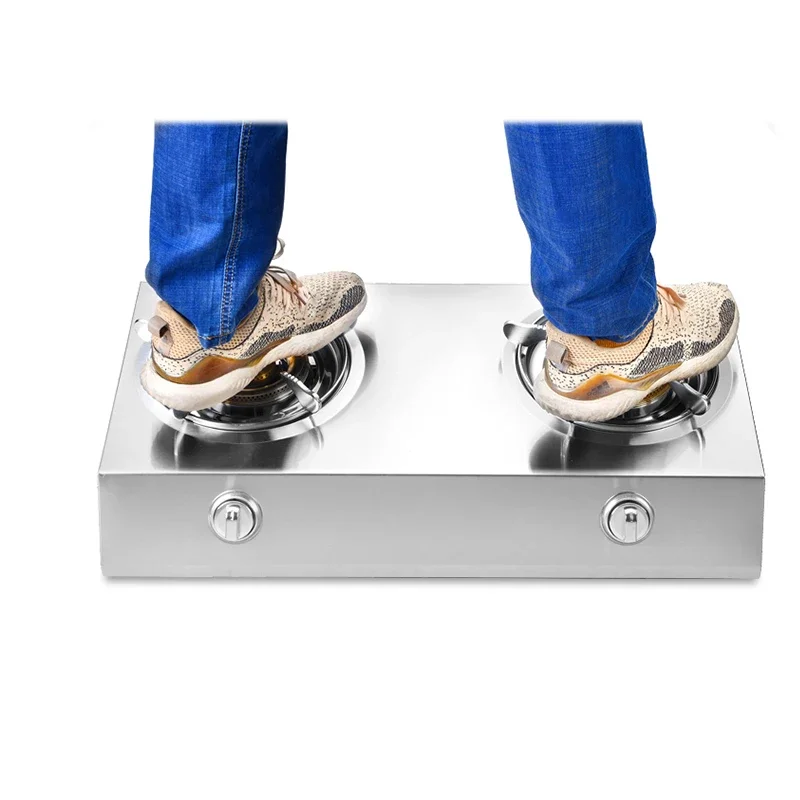 220V Gas Double Stove Desktop Nine-chamber Fierce Fire Stove Old-fashioned Stainless Steel Liquefied / Natural Gas for Kitchen