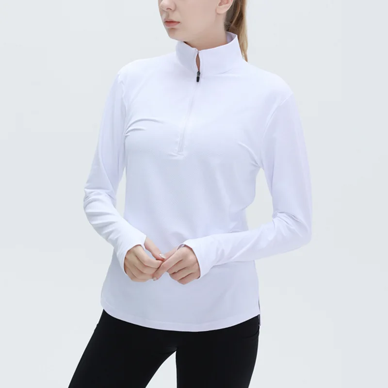 Women Yoga Clothing Long Sleeve Half Zipper Gym Fiess T-Shirts Training Shirts Exercise Sweatshirts Sports Running Sportswear