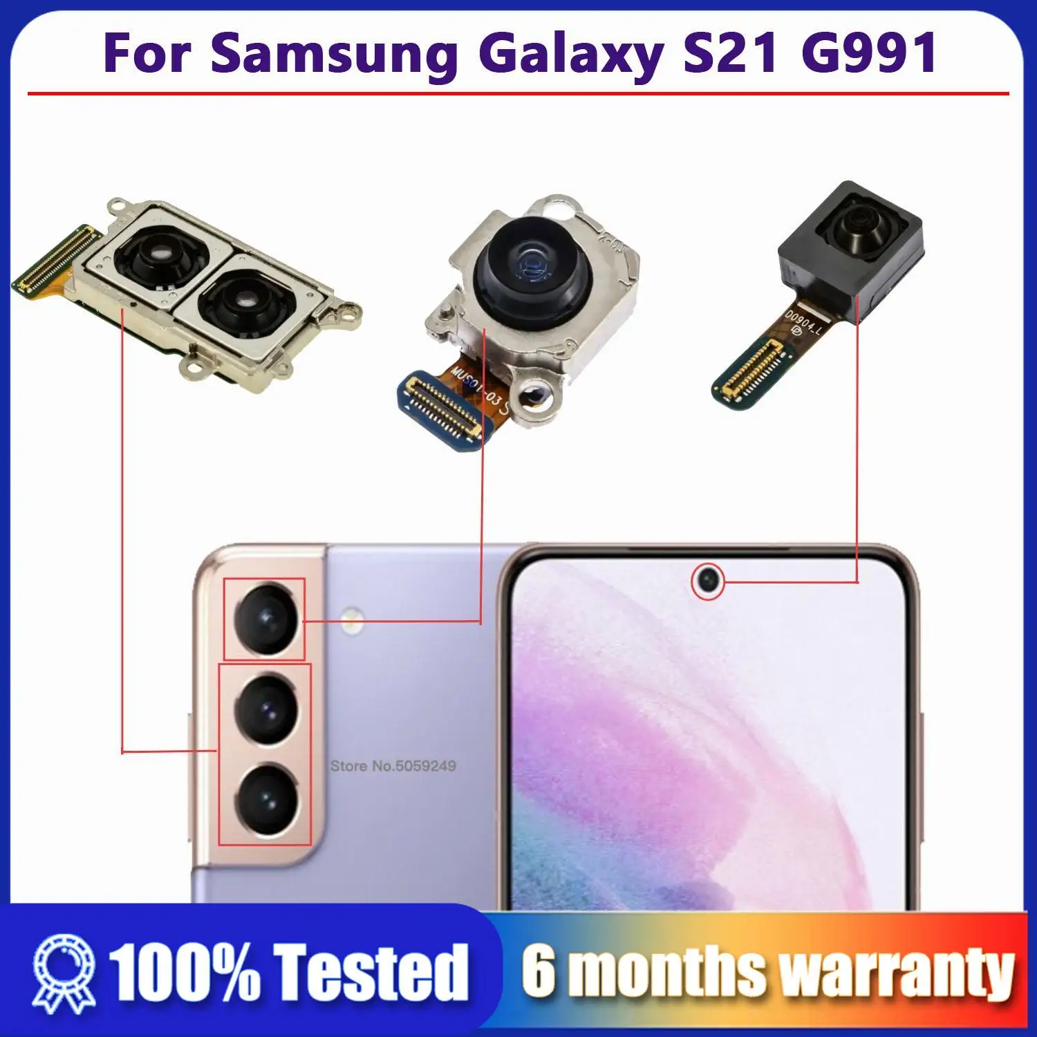 High Quality new Main Rear Back Ultra Wide Front Selfie Camera Flex Cable For Samsung Galaxy S21 5G G991U G991B G991N G9910