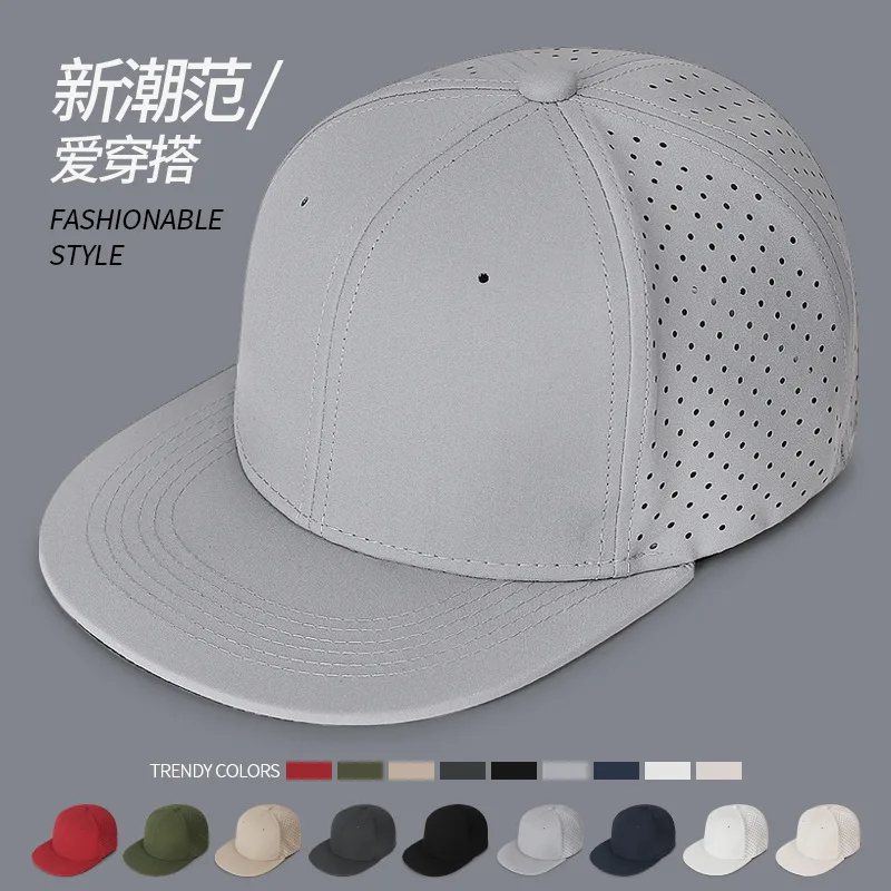 KCZAKA Brand Fitted Flat Brim Cap Hip Hop Back Closed Stretchy Caps Casual Blank Plain Trucker Hats Gorras Bone Male Casquette