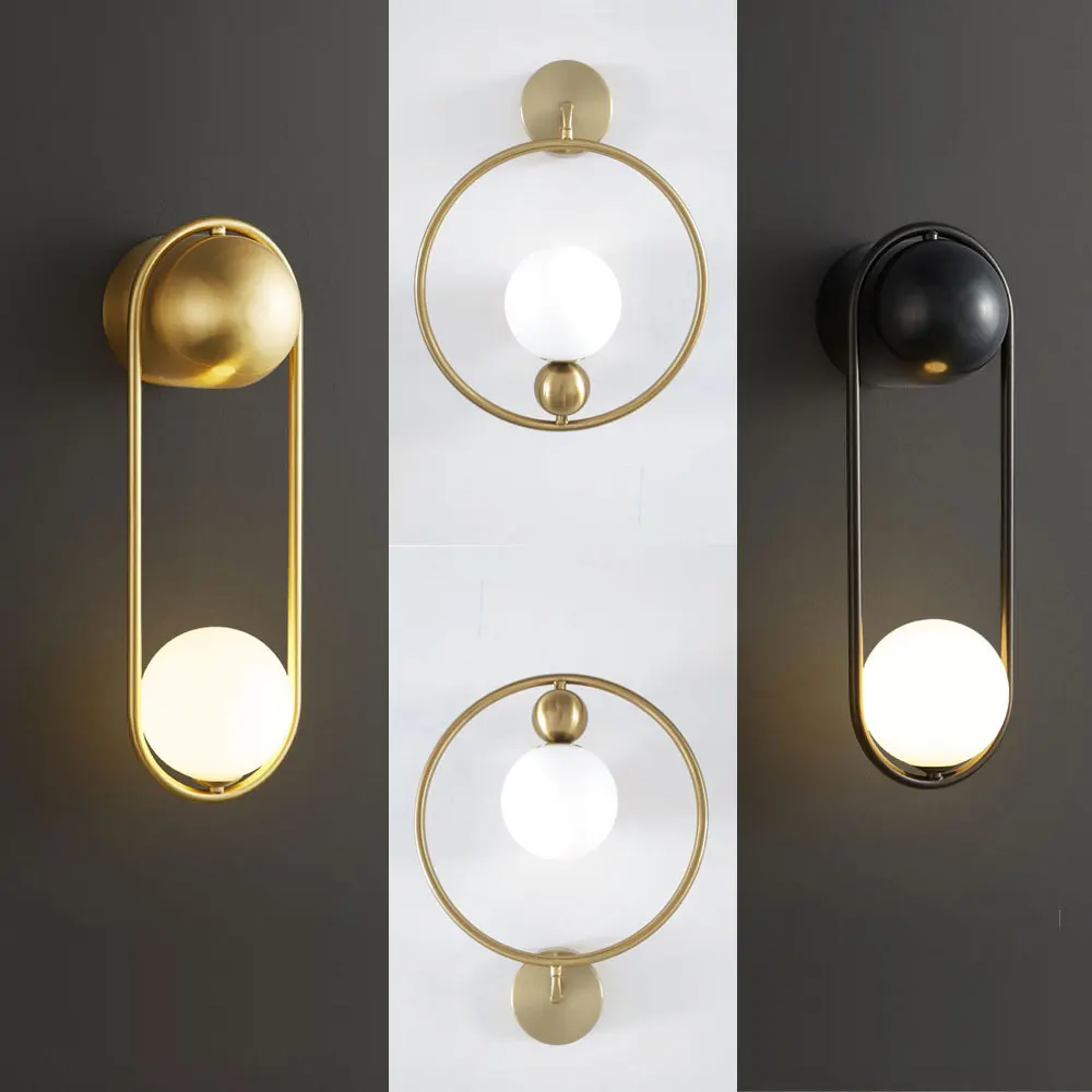 

Copper runway Wall light Acrylic white ball Bedroom Bedside lamp G9 bulbs Living room luxurious Creative Wall lamps