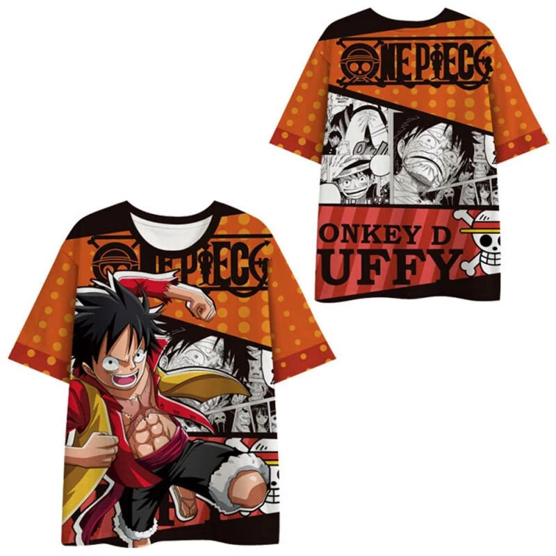 One Piece Luffy Zoro Nami Vintage Manga Panel 3D All Over Print Breathable Shonen Harajuku Anime Casual Loose Short Sleeve Tee