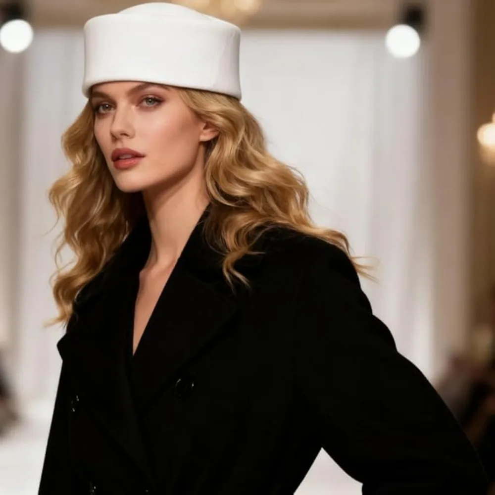 Fashion Formal Top Hat Hard Dome Elegant Fedoras Hats Imitation Wool Charming Pillbox Hat for Party