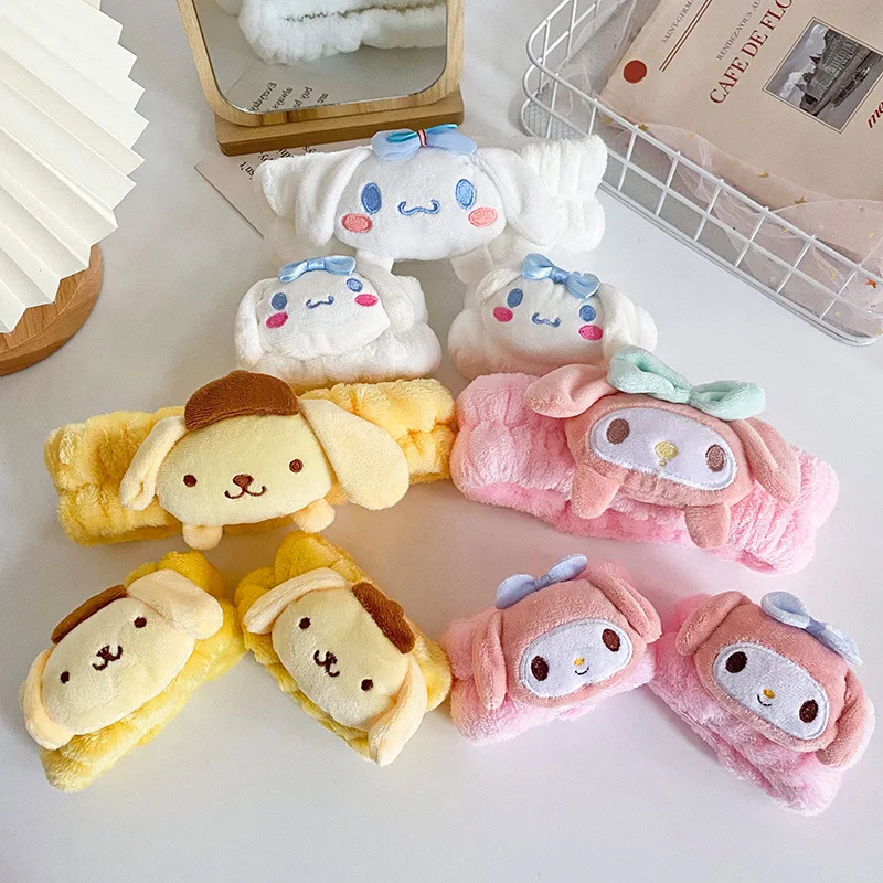 

Sanrio Kuromi Melody Plush Doll Face Wash Makeup Hairband Cartoon Cinnamoroll Sweet Non Slip Elastic Wristband Hair Accessories