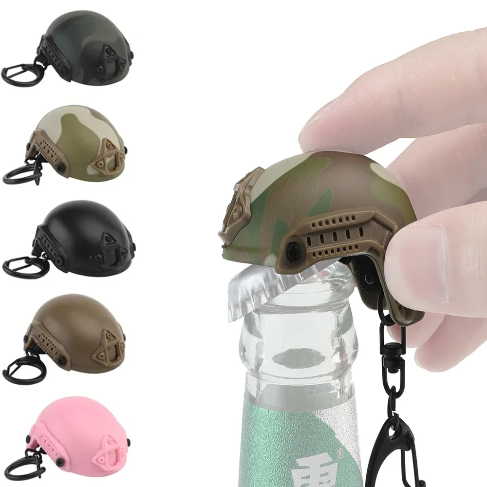 Mini Fast Helmet Keychain Hiking Camping Bottle Cap Opener Decrowner Dummy Helmet Shaped Toy Decoration Gift Outdoor Tool