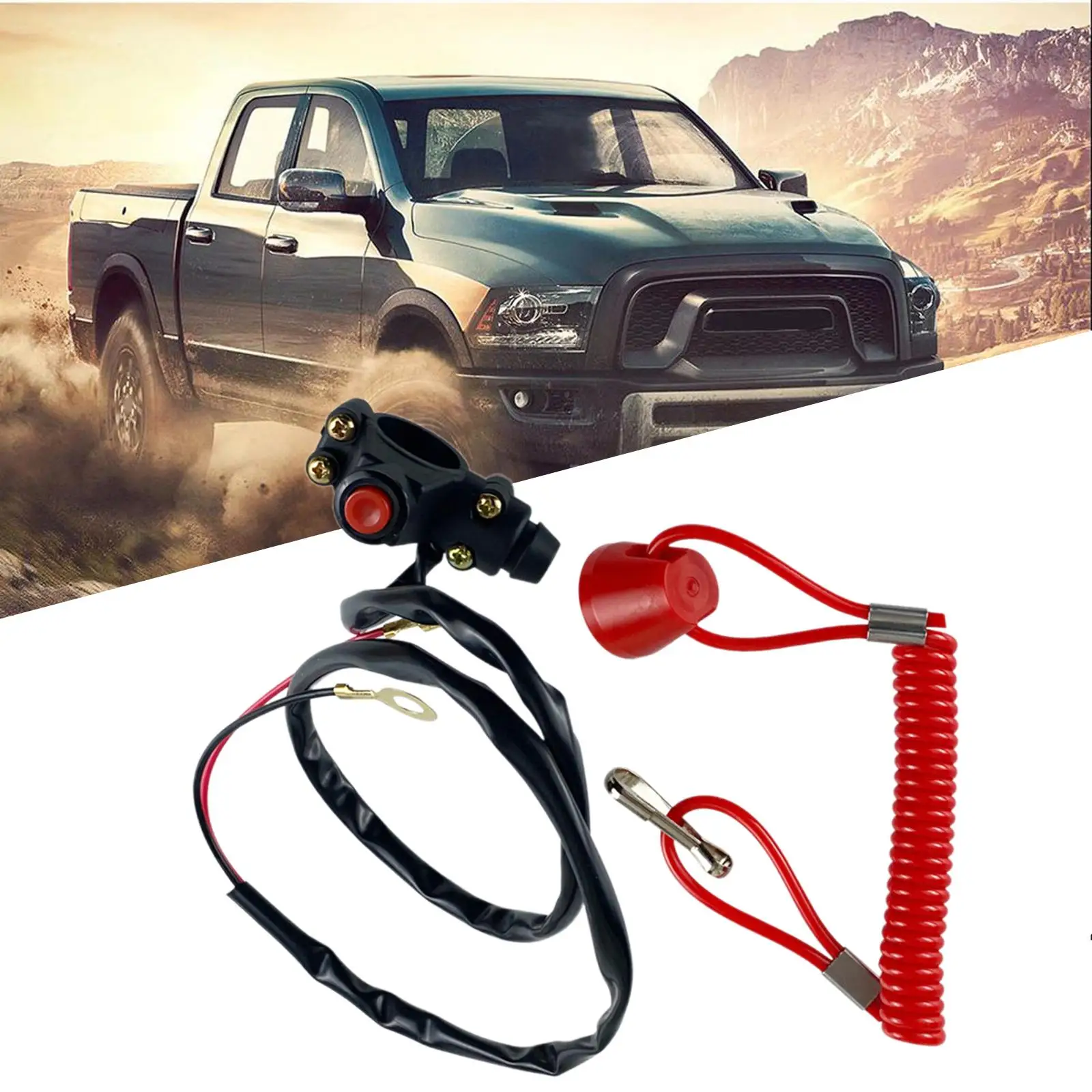 Sturdy Engine Kill Switch PP Material Waterproof Round Button Replacement for ATV Motorcycle Dusty Damp Use