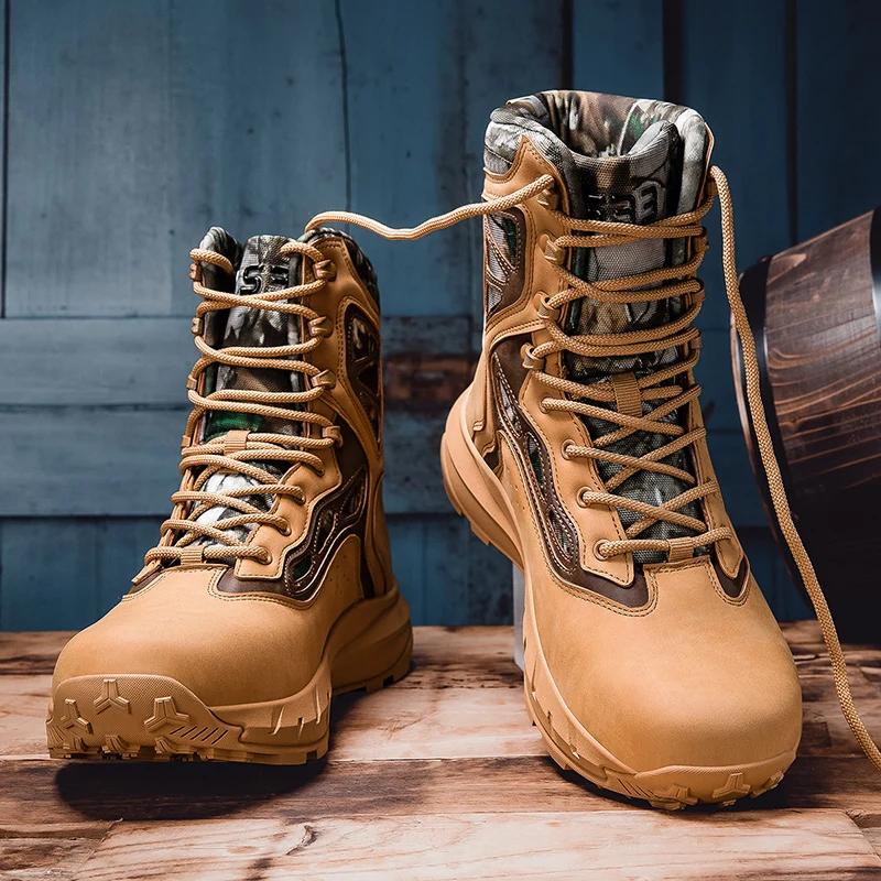Men's Desert Men Ankle Boots Male Outdoor Hiking Shoes Tactical Boots Big Size 40-46 Work Safety Shoes Motocycle Boots New