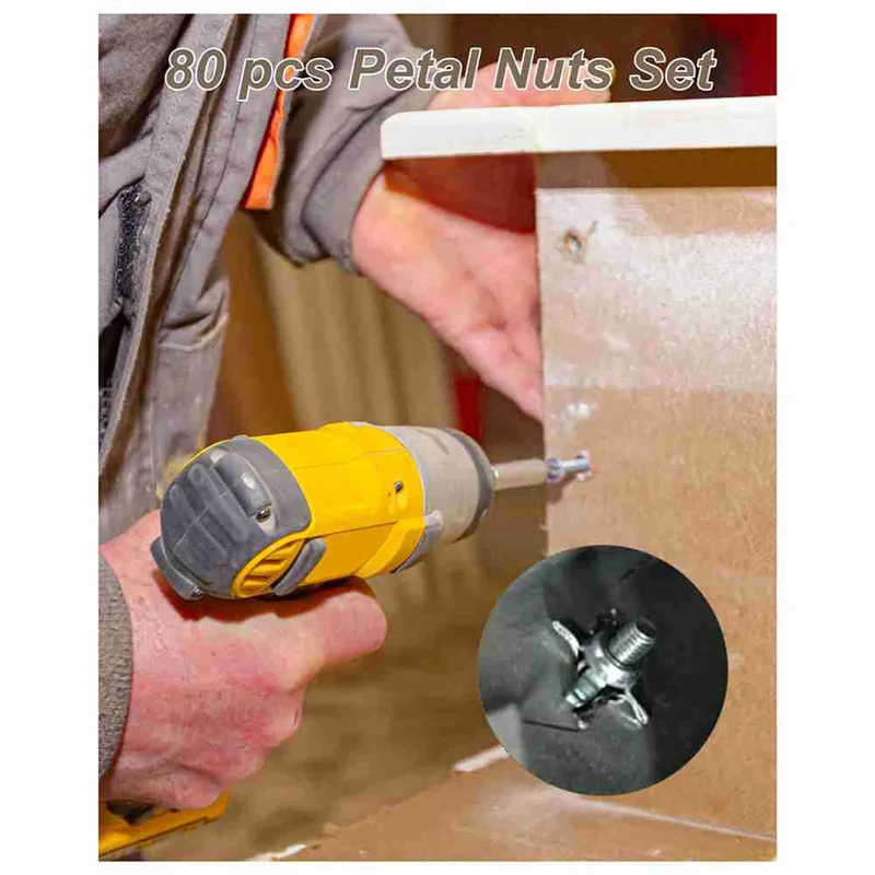 A26I-40 Stuks Expansieschroef Bloemblaadje Moer, M4 M5 M6 M8 Jack Noten, bloemblaadje Vorm Metalen Moer Voor Holle Muur Ijzeren Huid Gipsplaat