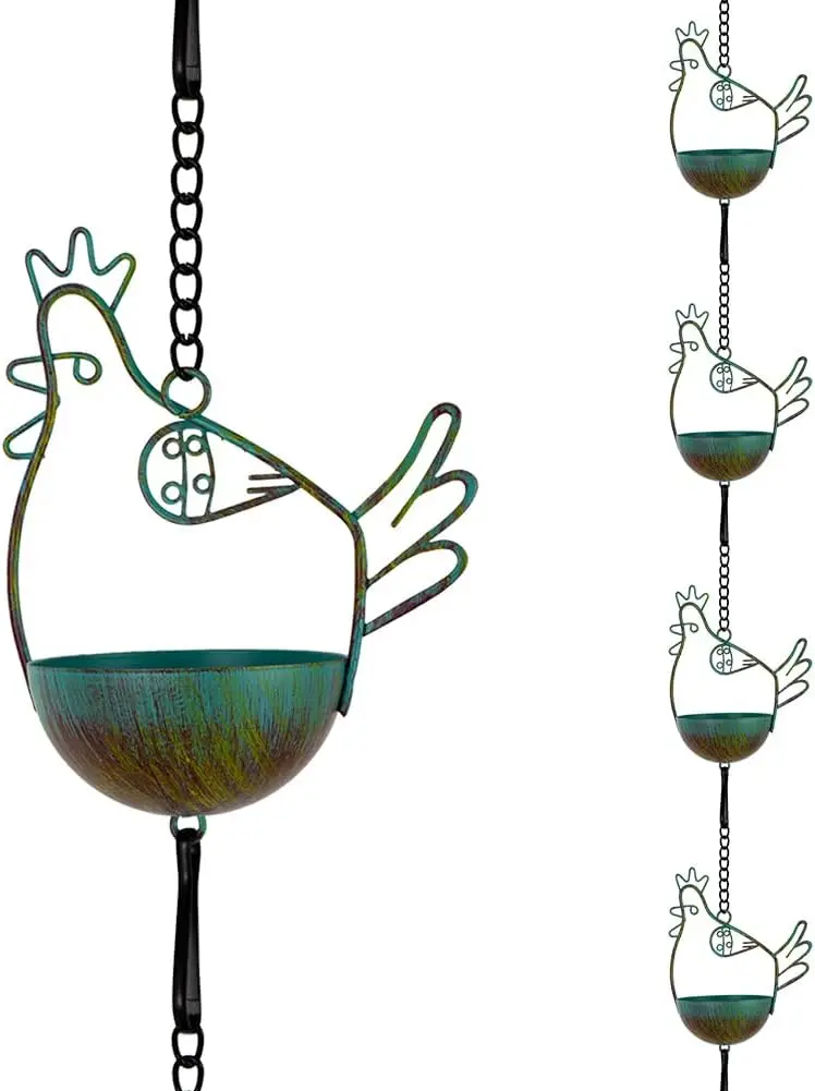 

Декоративная дождевая цепь 10,6 футов с 12 чашками, регулируемая для отвода воды из водостоков, замена водосточной трубе