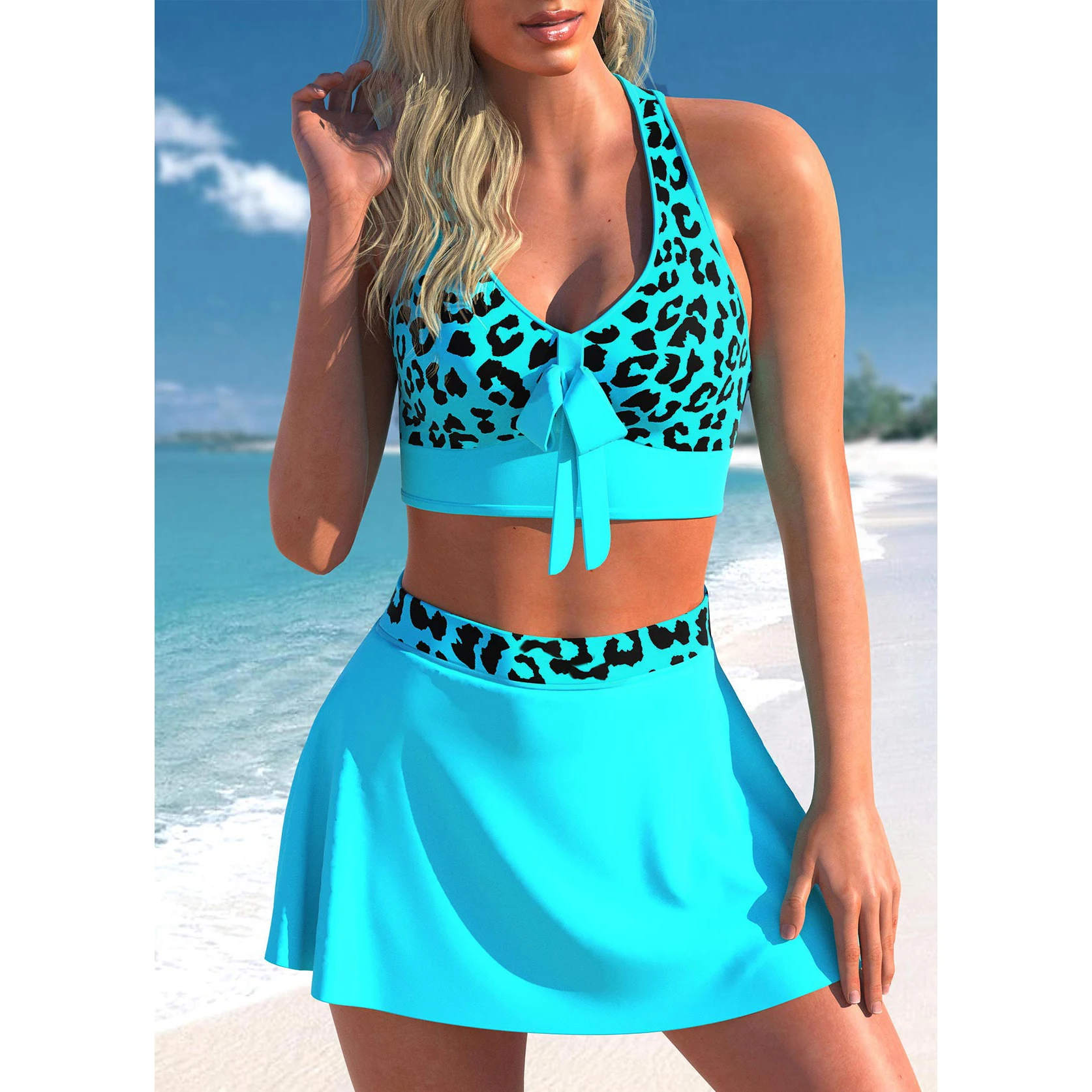 2023 New High Waist Bikini Sexy Swimwear Summer Dress Swimwear Bikini Set Swimwear Women\'s Fashion Print Beach Swimwear