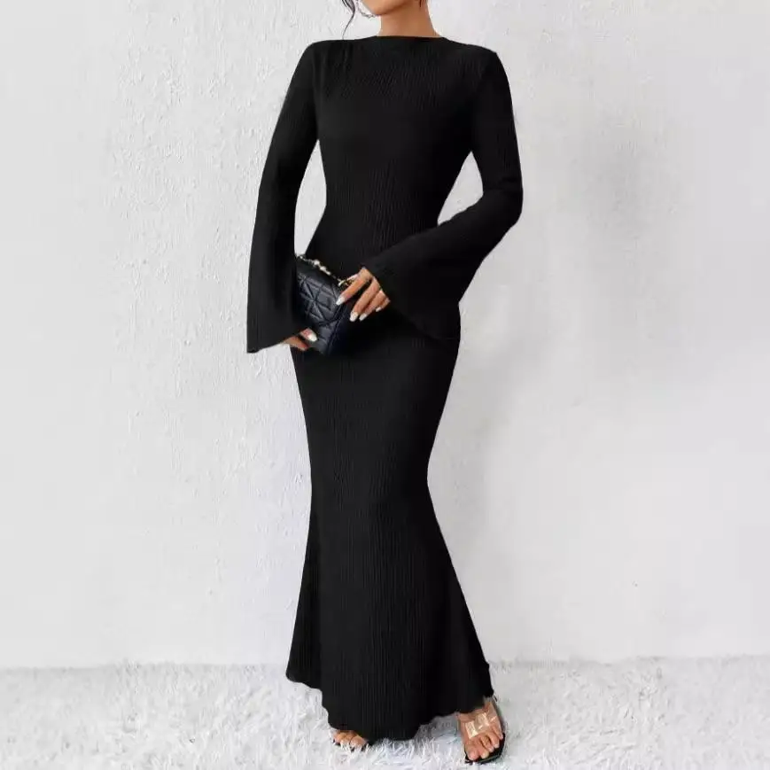 Faionable طويل Sve جولة Ne Bodycon Dr الخريف الشتاء جديد Sle Ele المرأة الدكتور مستقيم قطع تنورة Ci المشي