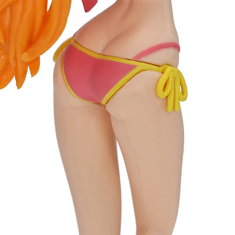 Gran oferta de figuras de Nami de una pieza, Chica de Anime en vacaciones en la playa, Nami, colección roja y verde, juguete de estatuilla, muñeca ornamental de pie de PVC