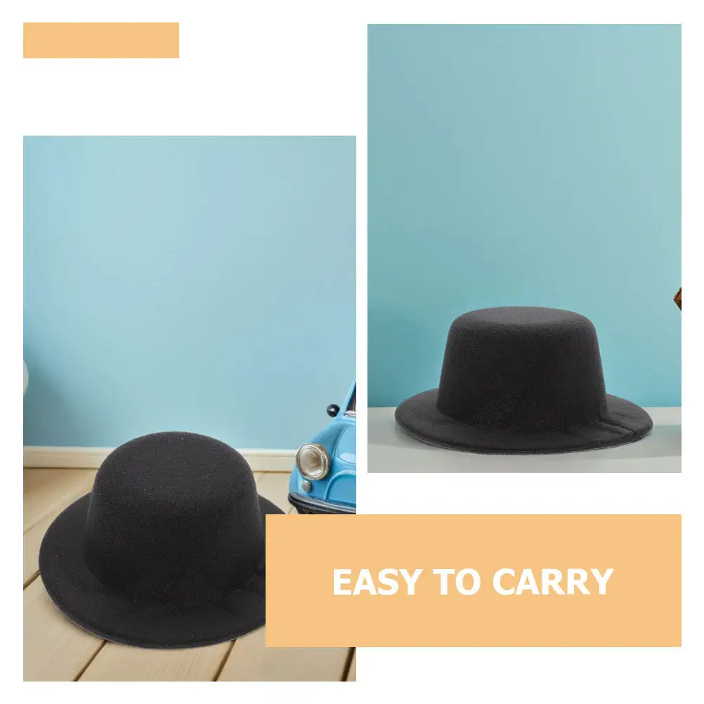 8Pcs Mini Black Top Hat for Crafting Decoration Miniature Formal Hat Party Accessory Stuffed Animal Embellishment Small Craft