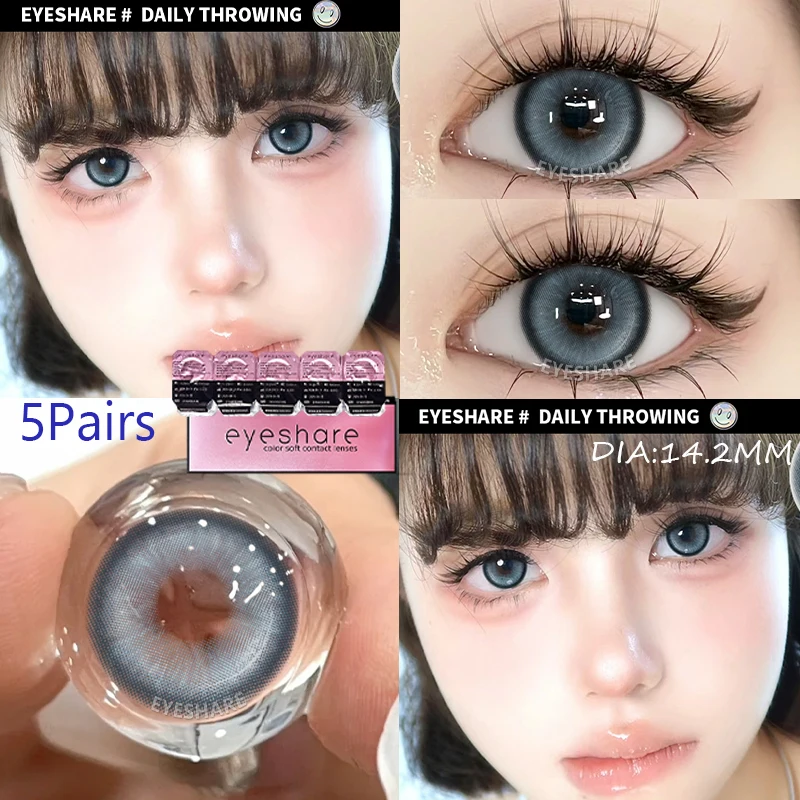 EYESHARE 5Pair Color Contact Lenses for 1 Day Daily Lens Blue Contacts Daily Disposable High Wearing Comfort Brown Lenses 10Pcs
